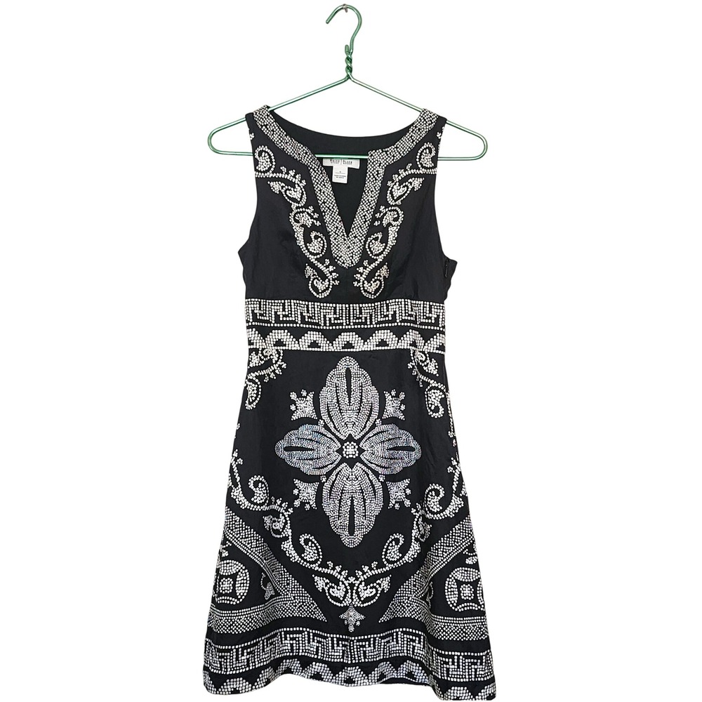 White House Black Market Timeless Classic 100% Silk Mosaic Print Midi Dress SZ 0